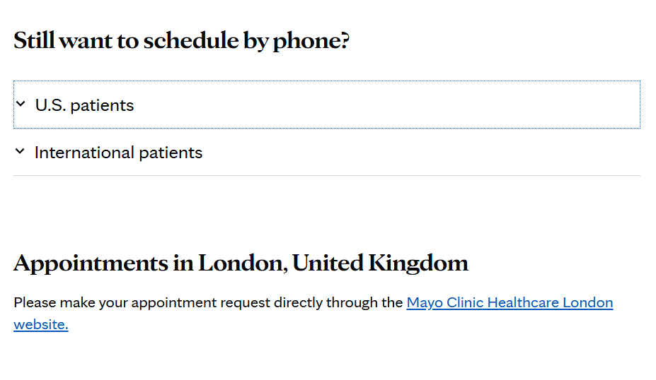 Mayo Clinic Schedule by Phone Options